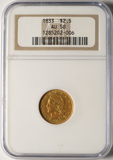 1833 $2.5 - NGC AU58