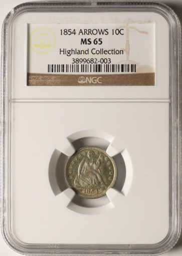 1854 10C Arrows - NGC MS65