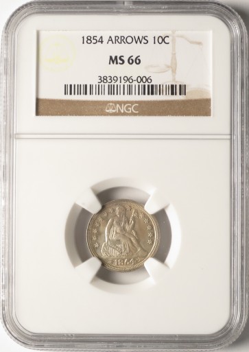 1854 10C Arrows - NGC MS66