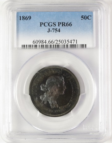 1869 50c, J-754 - PCGS PR66