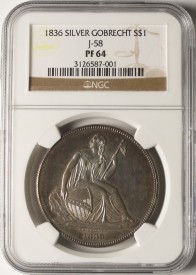 1836 Gobrecht Silver S$1 (J-58) - NGC PF64