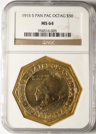 1915-S $50 Pan Pac Octagonal - NGC MS64