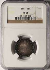 1881 25C PF68 NGC. Briggs 2-B