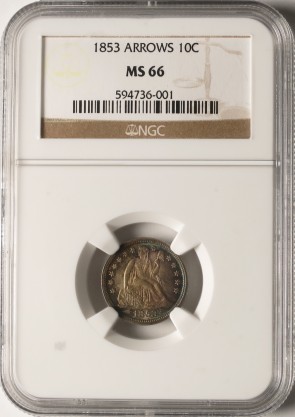1853 10C Arrows - NGC MS66
