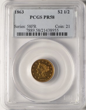 1863 $2.5 - PCGS PR58