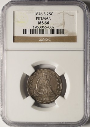 1876-S 25C NGC MS66 CAC