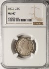 1892 25C - NGC MS67