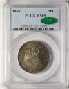 1858 50C Type One Reverse, WB-101, MS65 PCGS. CAC